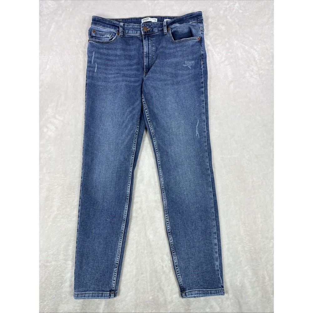 House Brand Denim Jeans Skinny Med Wash Distressed Women's Size 30X27 Stretch